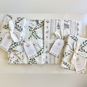 Riley Sheehey Organic English Garden Stripe & Scallop Bedding Set, Retail $373